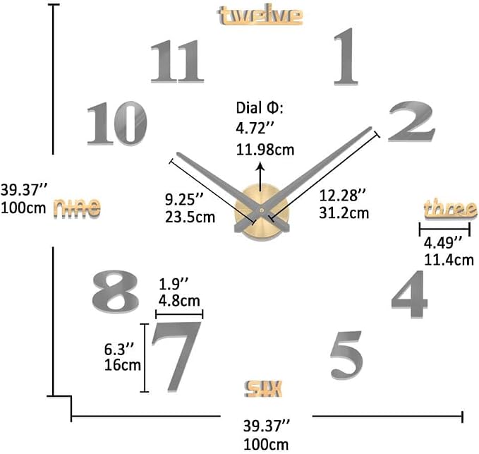 VANGOLD Giant Wall Clock for Living Room Decor, Decorative Wall Clocks Battery - Image 3