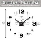 Mintime Modern Frameless DIY Wall Clock Large 3D Wall Watch Mirror Numbers - Image 5