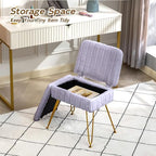 Vanity Chair with Storage | Comfy Ottoman with Folding Back - Image 4