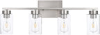 4 Light Bathroom Vanity Light Fixtures, Brush Nickel Modern Wall Lights - Image 2