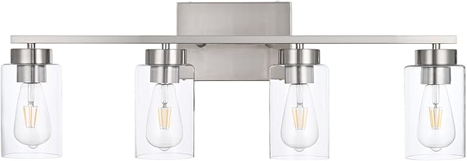 4 Light Bathroom Vanity Light Fixtures, Brush Nickel Modern Wall Lights - Image 2