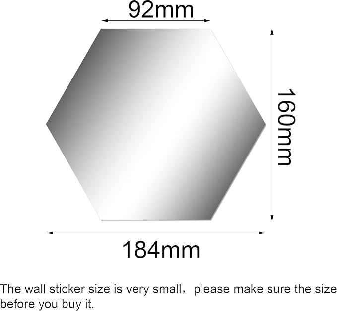 Shappy 32 Pcs Hexagon Mirror Wall Stickers Removable Silver Acrylic Mirror - Image 5
