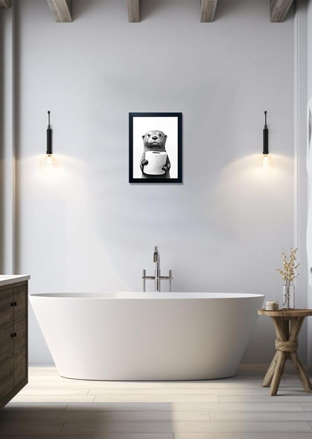 Funny Bathroom Wall Decor Framed Black and White Bathroom Wall Art Toilet Paper - Image 6