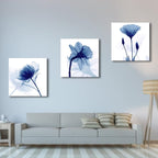 Wieco Art Blue Flowers 3 Panels Canvas Print Wall Art Modern Pictures Artwork - Image 9