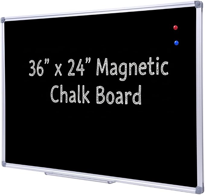 36 x 24 Inch Magnetic Black Chalkboard by DexBoard