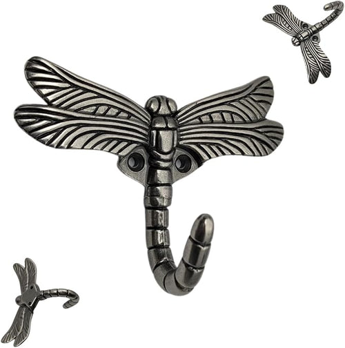 12 pcs Antique Silver Dragonfly Decorative Wall Hooks - Image 2