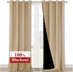 NICETOWN Thermal Insulated 100% Blackout Curtains, Biscotti Beige, 1 Pair by NICETOWN