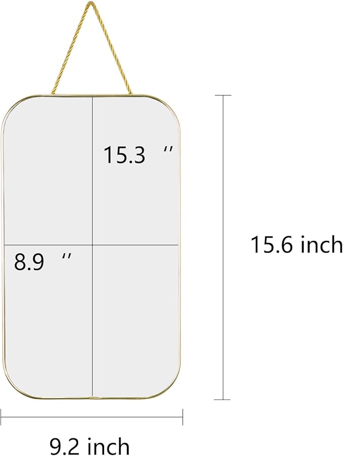 Gold Rectangular Wall Mirror, 15.6x9.2 Inch Modern Decorative Wall Mirror - Image 3