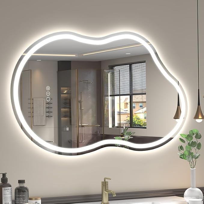 SMIROR Irregular Led Backlit Bathroom Mirror 48 x 26 inch, Asymmetrical Cloud - Image 9