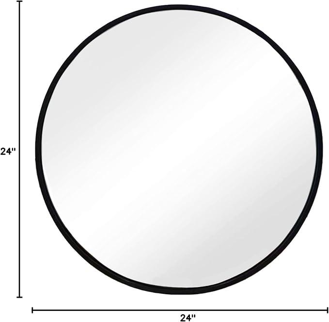 Sunniry Black Round Mirror, Round Mirror 24 inch, Wall Mounted Mirrors - Image 9