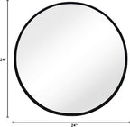 Sunniry Black Round Mirror, Round Mirror 24 inch, Wall Mounted Mirrors - Image 9