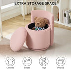 WUTUTUEE Velvet Vanity Chair with Storage, 360° Swivel Makeup Chair with Wave Back, No Assembly Small Accent Stool for Bedroom, Dressing, Living Room, Pink - Image 5