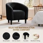 Yaheetech Small 25.5in Wide Sherpa Barrel Accent Chair for Bedroom, Black - Image 6
