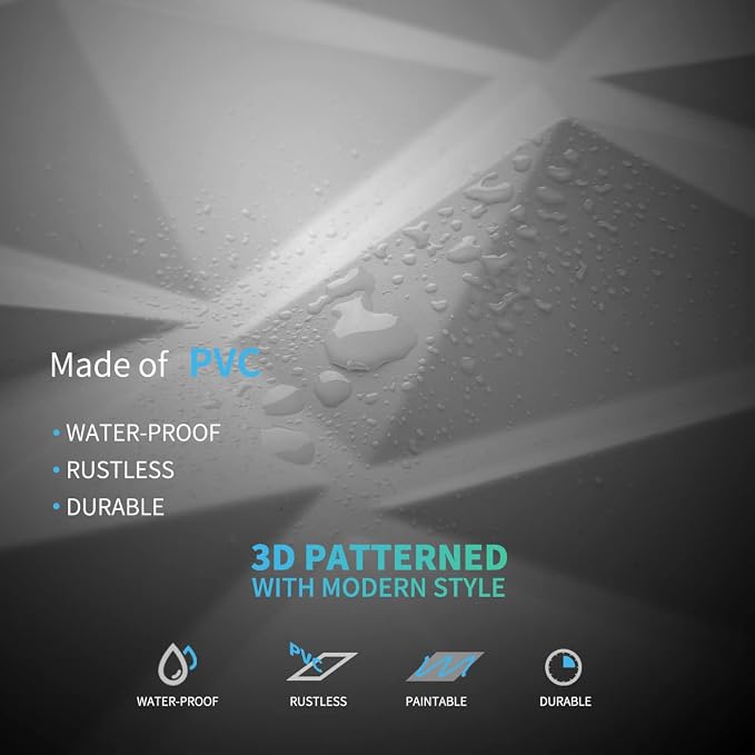 Art3d Decorative 3D Wall Panels in Diamond Design, 11.8"x11.8" Matt White - Image 5