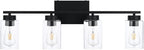 4 Light Bathroom Vanity Light Fixtures, Matte Black Modern Wall Lights - Image 4