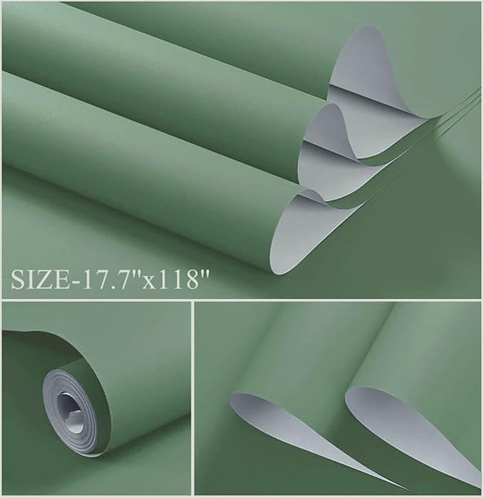Dimoon 118''x17.7'' Green Peel and Stick Wallpaper Contact Paper Modern Self - Image 2