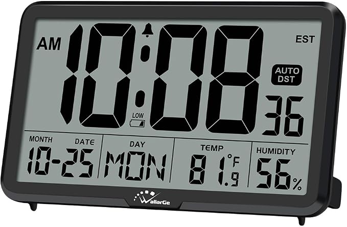 WallarGe Auto Set Digital Wall Clock Battery Operated, Desk Clocks by WallarGe