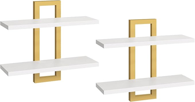HOOBRO Floating Shelves, 15 Inch Wall Shelf Set of 2, Wall Mounted Storage by HOOBRO