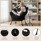 Welnow Lazy Chair for Adults，Modern Reading Accent Chair,Black Single - Image 4
