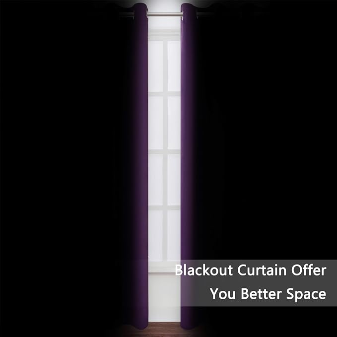 LEMOMO Blackout Curtains 52 x 120 Inch Long Purple Curtains Set of 2 Panels - Image 3
