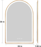 Arched LED Mirror for Bathroom 24"x36", Shatterproof, Touch Sensor, 3 Color - Image 7