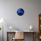 Blue Wall Clock Battery Operated 14 Inch Modern Wall Clock Non Ticking Glass - Image 2