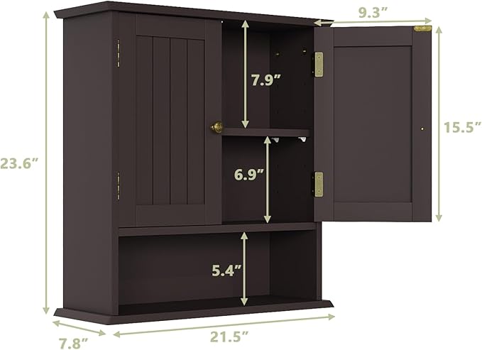 Smuxee Brown Bathroom Cabinet Wall Mounted, Small Medicine Cabinet - Image 3