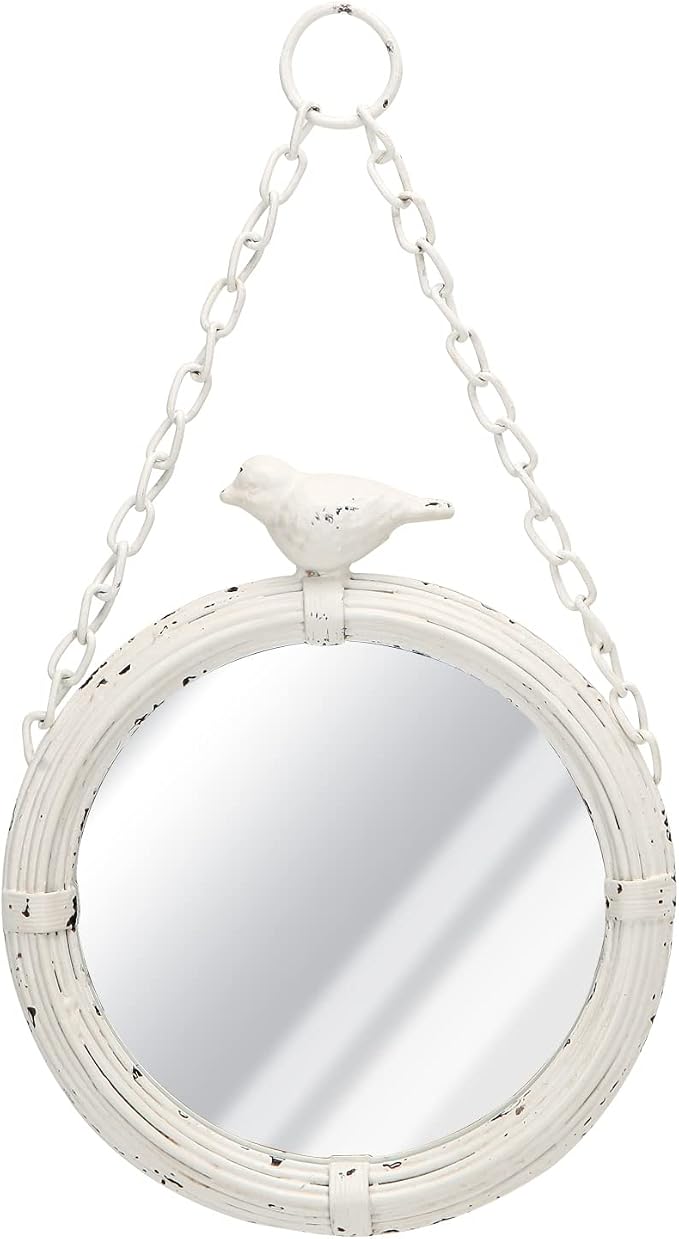NIKKY HOME 6.7 Inch Decorative Small Hanging Mirrors Vintage Rustic Round Metal by NIKKYHOME