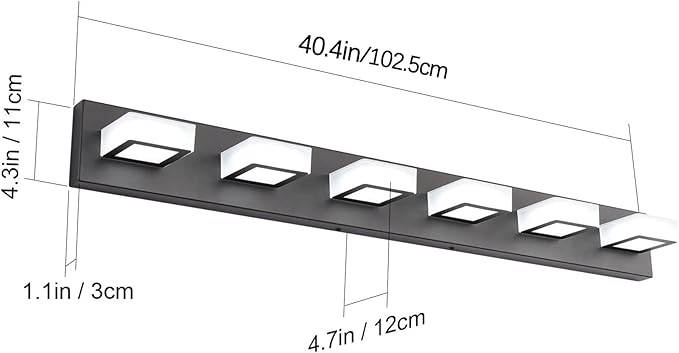Ralbay Modern Black Vanity Lights Fixtures 6 Lights Acrylic Modern LED Matte - Image 5