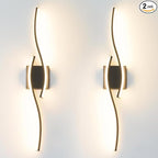 Daunton Modern Hardwired Wall Sconce Set of 2, LED Black Wall Light by Daunton