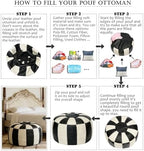 Thgonwid Unstuffed Moroccan Ottoman Pouf Cover, Ottoman Footstool Storage Solution, Bean Bag Chair, Foot Rest, Multi-Black&White - Image 5