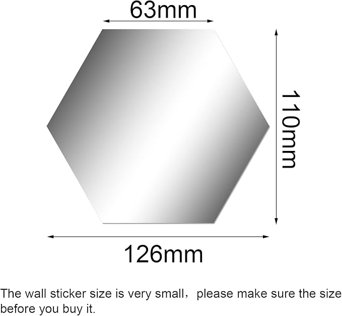 Shappy 32 Pcs Hexagon Mirror Wall Stickers Removable Silver Acrylic Mirror - Image 2