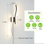 Daunton Modern Plug in Wall Sconce Set of 2, 3CCT Adjustable & Memory Function - Image 7