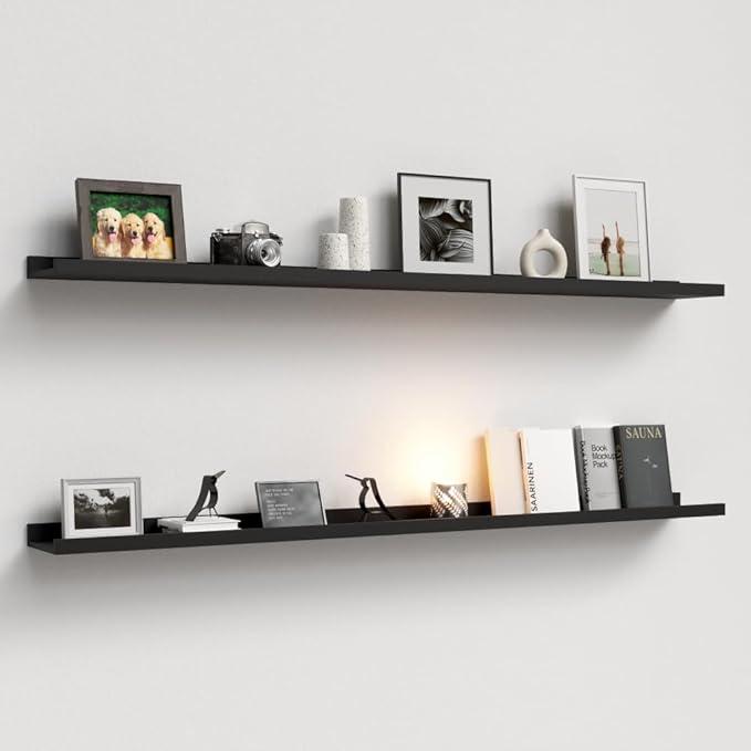 Boswillon 55.1 Inches Long Floating Shelves, 2 Set Modern Wall Shelf by Boswillon