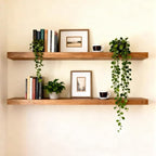 ROGMARS 36 Inches Long Walnut Floating Shelves, Rustic Solid Wood Farmhouse - Image 9