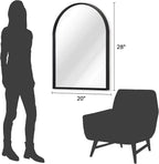 Black Arched Bathroom Wall Mirror Brushed Metal Vanity Wall Mounted Mirror - Image 7