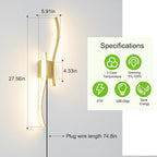 Daunton Modern Plug in Wall Sconce Set of 2, 3CCT Adjustable & Memory Function - Image 7