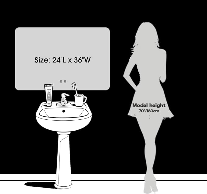 LED Bathroom Mirror, 36 x 24 Inch Anti-Fog Wall Mirror - Image 7