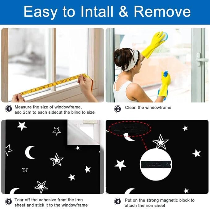 Magnetic Blackout Shades Temporary Blackout Curtains 100% Blackout Blind Window - Image 5