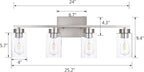 4 Light Bathroom Vanity Light Fixtures, Brush Nickel Modern Wall Lights - Image 3