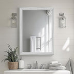 White Wood Effect Framed Wall Mirror, 24x32 Rectangle Mirror, Anti-desilvering by Ultrue