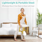 Small Vanity Stool, Cute Vanity Stools with Cushion, White Gold Makeup Vanity Chair for Small Spaces, Living Room, Bedroom, Bathroom, Entryway, Ottoman Foot Rest for Couch Sillas Modern - Image 7