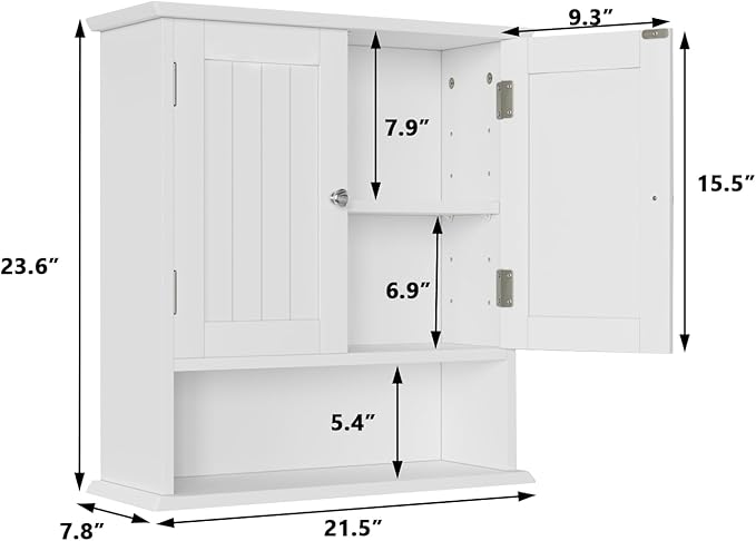 Smuxee White Bathroom Cabinet Wall Mounted, Small Bathroom Medicine Cabinet - Image 3