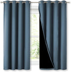 NICETOWN 100% Blackout Curtains 54" Long, Smoky Blue, 1 Pair, Double-Deck - Image 2