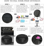 Thgonwid Unstuffed Moroccan Ottoman Pouf Cover, Ottoman Footstool Storage Solution, Bean Bag Chair, Foot Rest, Black - Image 6