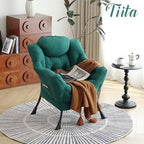 Tiita Lazy Chair, Green Modern Large Accent Armchair, Comfy Leisure Sofa Reading Chair for Bedroom, Living Room, Dorm Rooms, Garden and Courtyard, Green - Image 6