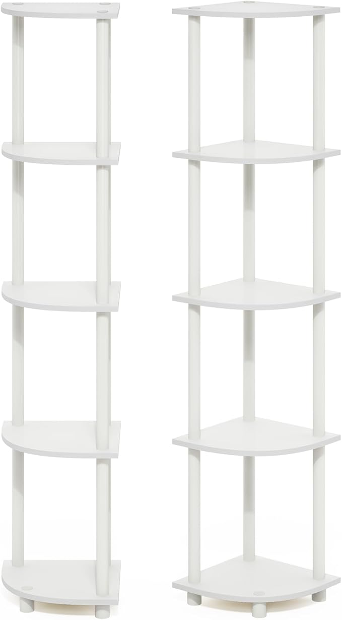 Furinno Turn-N-Tube Corner Shelf Set of 2, 5-Tier Corner Bookshelf, Open - Image 6