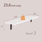 DINZI LVJ Long Wall Shelves, 23.6 Inch Wall Mounted Shelves Set of 2, - Image 3
