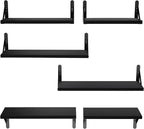 AMADA HOMEFURNISHING Wall Shelves Set of 6, Wood Floating Shelves - Image 8