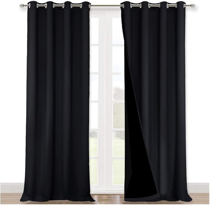 NICETOWN Cold Blocking 100% Blackout Curtains, Durable Black Lined Blackout by NICETOWN